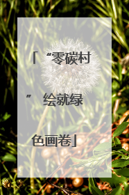 “零碳村” 绘就绿色画卷