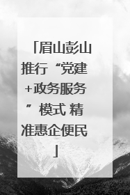 眉山彭山推行“党建+政务服务”模式 精准惠企便民