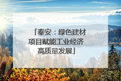 秦安：绿色建材项目赋能工业经济高质量发展