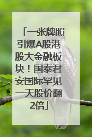 一张牌照引爆A股港股大金融板块！国泰君安国际罕见一天股价翻2倍