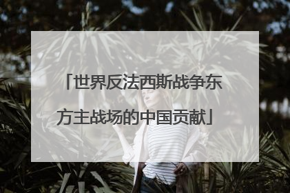世界反法西斯战争东方主战场的中国贡献