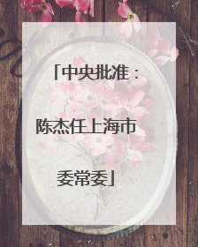 中央批准：陈杰任上海市委常委