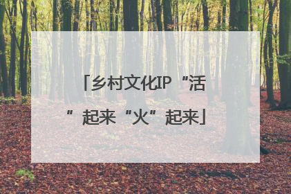 乡村文化IP“活”起来“火”起来