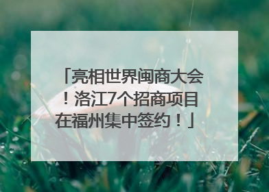 亮相世界闽商大会！洛江7个招商项目在福州集中签约！