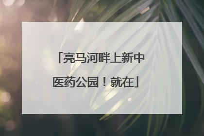 亮马河畔上新中医药公园！就在