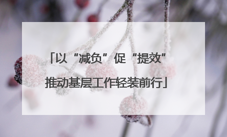 以“减负”促“提效” 推动基层工作轻装前行