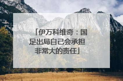 伊万科维奇：国足出局自己会承担非常大的责任
