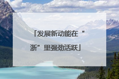 发展新动能在“浙”里强劲活跃