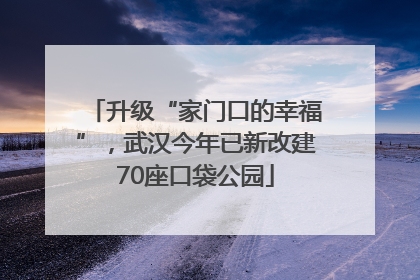 升级“家门口的幸福”，武汉今年已新改建70座口袋公园