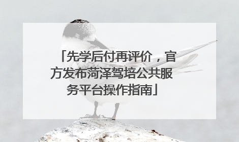 先学后付再评价，官方发布菏泽驾培公共服务平台操作指南