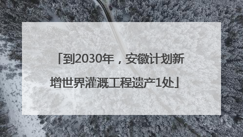到2030年，安徽计划新增世界灌溉工程遗产1处