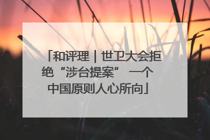 和评理｜世卫大会拒绝“涉台提案” 一个中国原则人心所向