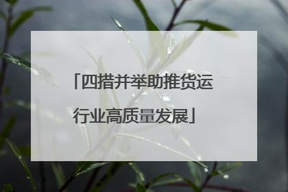 四措并举助推货运行业高质量发展