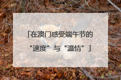 在澳门感受端午节的“速度”与“温情”