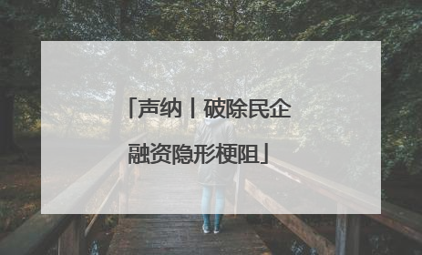 声纳丨破除民企融资隐形梗阻