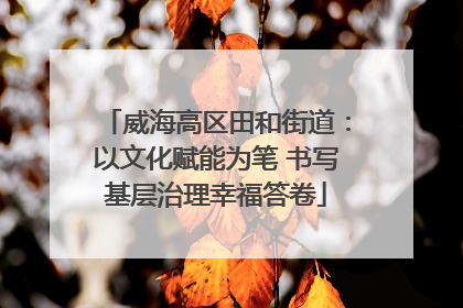 威海高区田和街道：以文化赋能为笔 书写基层治理幸福答卷