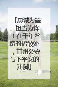 忠诚为墨、担当为锋！在千年丝路的褶皱处，甘州公安写下平安的注脚