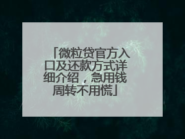 微粒贷官方入口及还款方式详细介绍，急用钱周转不用慌