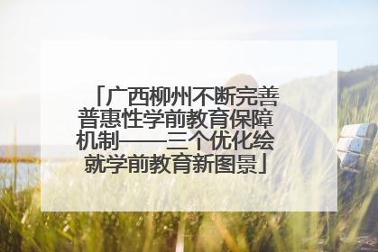 广西柳州不断完善普惠性学前教育保障机制——三个优化绘就学前教育新图景