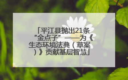 平江县抛出21条“金点子”——为《生态环境法典（草案）》贡献基层智慧