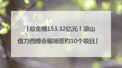 总金额153.32亿元！凉山借力西博会现场签约10个项目