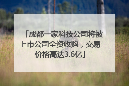 成都一家科技公司将被上市公司全资收购，交易价格高达3.6亿