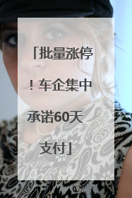 批量涨停！车企集中承诺60天支付