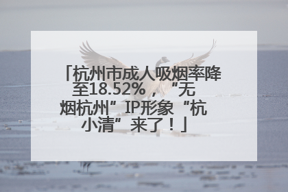 杭州市成人吸烟率降至18.52%，“无烟杭州”IP形象“杭小清”来了！