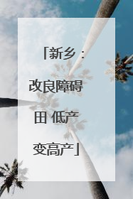 新乡：改良障碍田 低产变高产