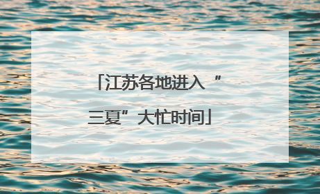 江苏各地进入“三夏”大忙时间