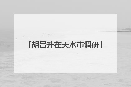 胡昌升在天水市调研