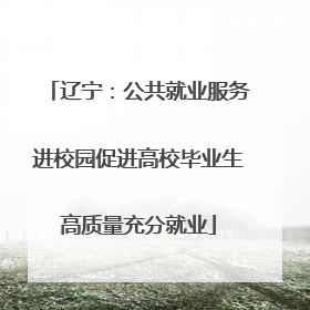 辽宁：公共就业服务进校园促进高校毕业生高质量充分就业