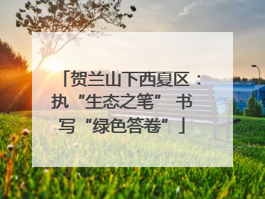 贺兰山下西夏区：执“生态之笔” 书写“绿色答卷”
