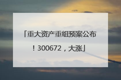 重大资产重组预案公布！300672，大涨