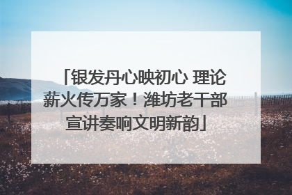 银发丹心映初心 理论薪火传万家！潍坊老干部宣讲奏响文明新韵