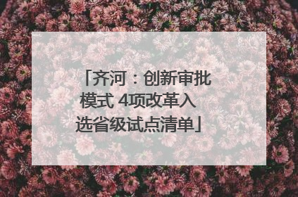 齐河：创新审批模式 4项改革入选省级试点清单