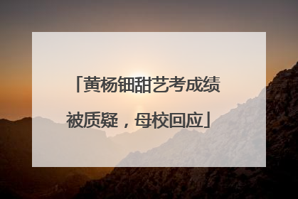 黄杨钿甜艺考成绩被质疑，母校回应