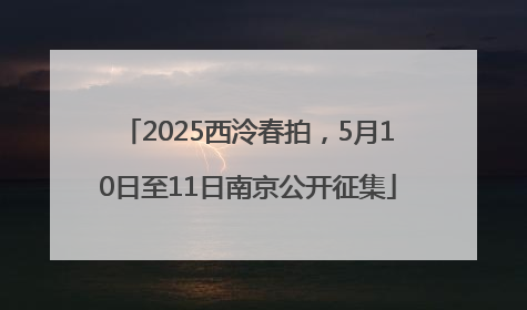 2025西泠春拍，5月10日至11日南京公开征集